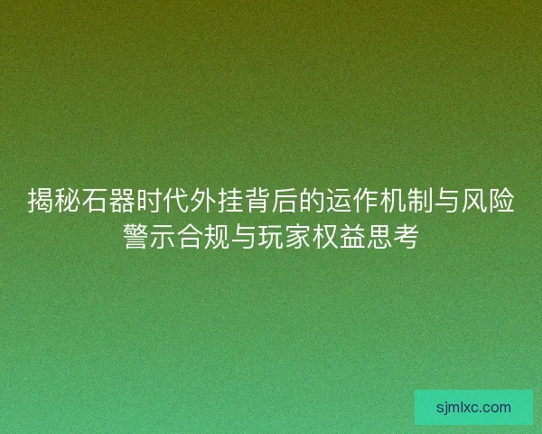 揭秘石器时代外挂背后的运作机制与风险警示合规与玩家权益思考