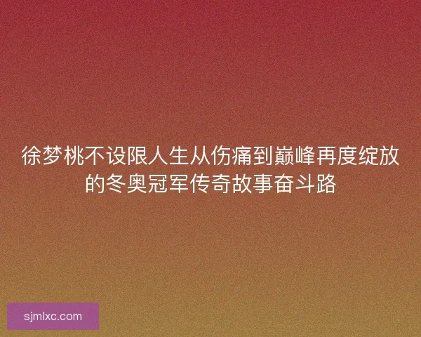 徐梦桃不设限人生从伤痛到巅峰再度绽放的冬奥冠军传奇故事奋斗路