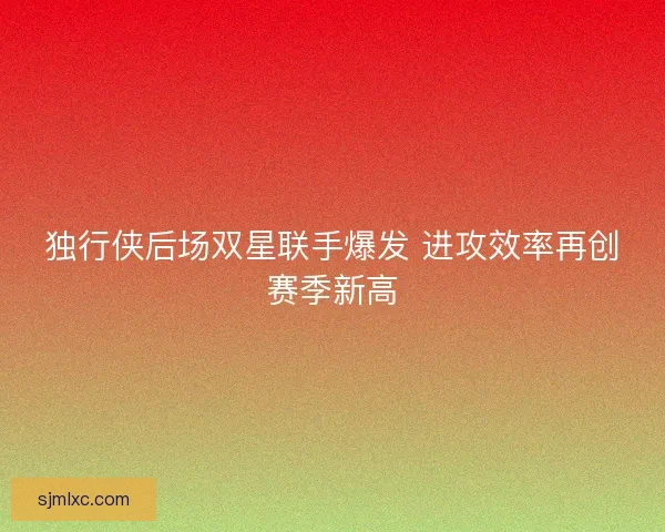 独行侠后场双星联手爆发 进攻效率再创赛季新高